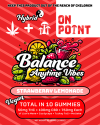 On Point 5 mg THC 10 mg CBD Balance Anytime Gummies Strawberry Lemonade